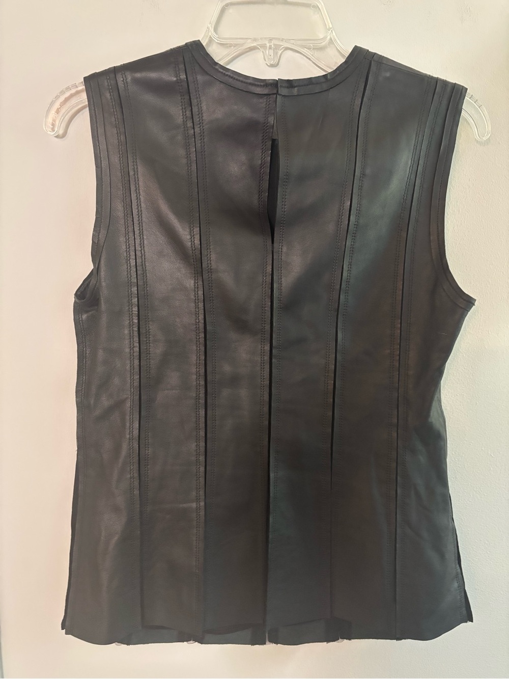 Calvin Klein Collection rare 2017 leather/silk paneled sleeveless top - Picture 5 of 12